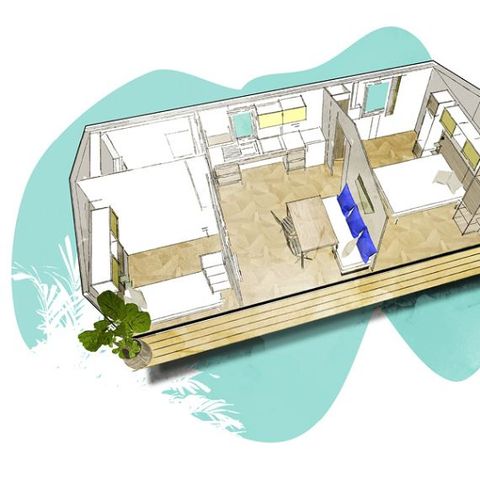 Stacaravan 4 personen - Huisje Jonquille 4 pers 2 Ch 1 Sdb **** PMR