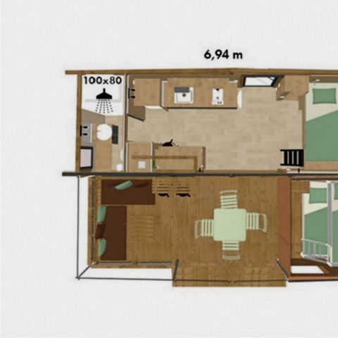 Accommodatie 5 personen - Tiny Lodge 2 slaapkamers 5 personen