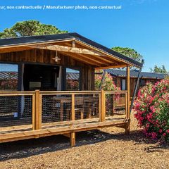 TENTE TOILE ET BOIS 7 personnes - Cabane Lodge 4 Pièces Climatisé + TV