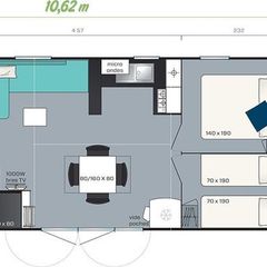MOBILHOME 8 personnes - Comfort +| Clim. | TV | Terrasse balcon