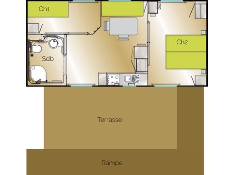 MOBILE HOME 4 people - Mobil Home Privilège Louisiane - 2 bedrooms