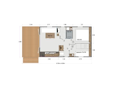 Mobile home 4 persons - Eden Duo - 2 bedrooms + TV