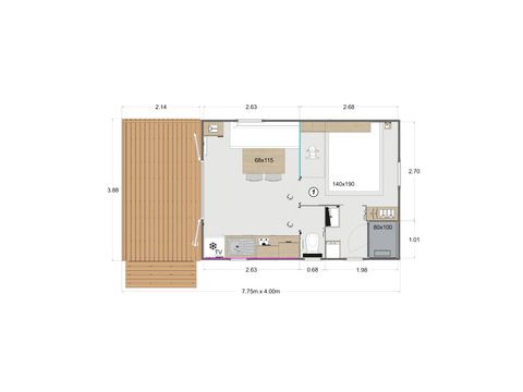 Mobile home 4 persons - Eden Solo - 1 bedroom + TV