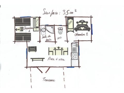 Chalet 5 personen - Het lichte met uitzicht - 35 m² - 2 slaapkamers