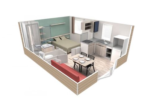 Stacaravan 2 personen - Agay - EVO 20 m² Comfort / met airconditioning  Uitzicht op zee