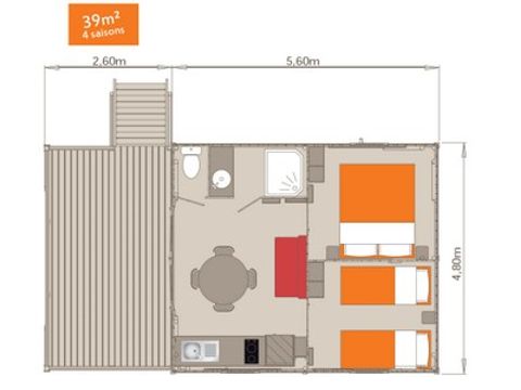 Chalet 5 Personen - Holz Bungalow Chalet auf Stelzen