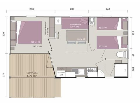 Mobilheim 4 Personen - Mobilheim Loggia Compact - 2 Schlafzimmer