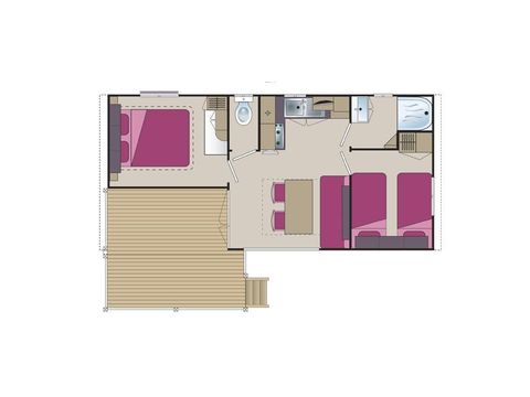 Mobilheim 6 Personen - Mobilheim „Loggia“ – 2 Schlafzimmer 