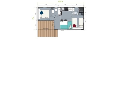 CASA MOBILE 4 persone - Mobil-home Premium Loggia 32 m² con 2 camere da letto - Arrivo la domenica nei mesi di luglio e agosto