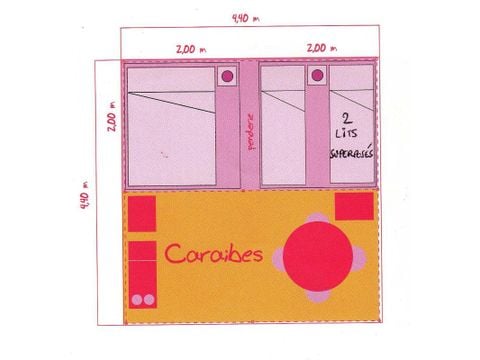 BUNGALOW TOILÉ 5 personnes - Bungalow toilé 20m² 2 chambres - Arrivée le Dimanche en Juillet et Août