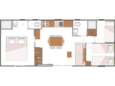Safarizelt 6 Personen - Sunêlia Luxe Lodge 3 Schlafzimmer 2 Bäder - Bettwäsche vorhanden