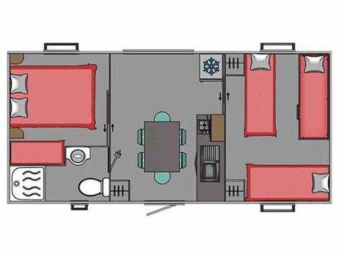 Mobilhome 5 personas - SENCILO S 25m² / 2 habitaciones - terraza cubierta