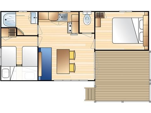 Mobilheim 6 personen - LOISIR D 27m² / 2 Zimmer - Terrasse