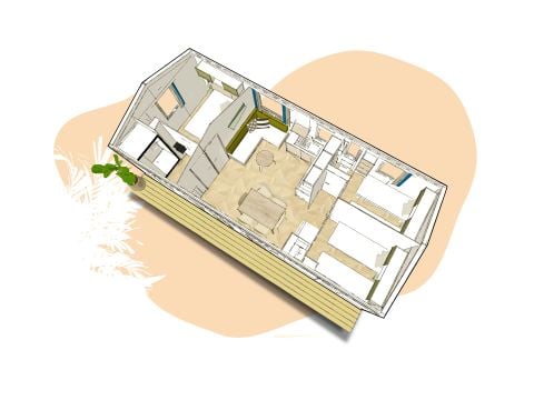 MOBILHOME 6 personnes - RIDEAU TOSCANE 87.3  33m² / 3 chambres - terrasse