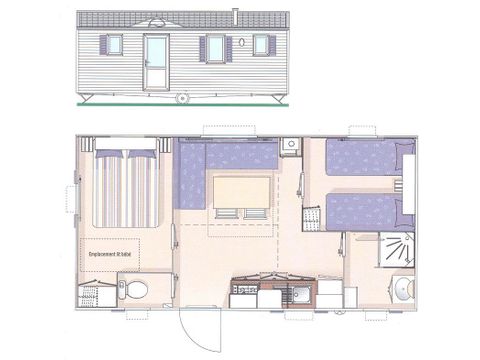 Mobilheim 6 Personen - Standard - 2 Schlafzimmer - TV