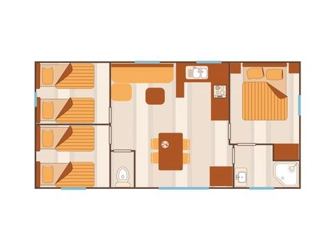 Mobilhome 6 personnes - Mobilhome Confort Belledonne 3 chambres 6 personnes 32m² 2/6 pers