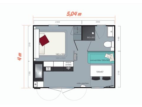 MOBILHOME 2 personnes - CAHITA RIVIERA  - 1 chambre