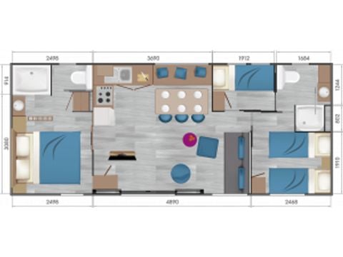 MOBILHOME 6 personnes - TAOS - 3 chambres - 2 salles d'eau