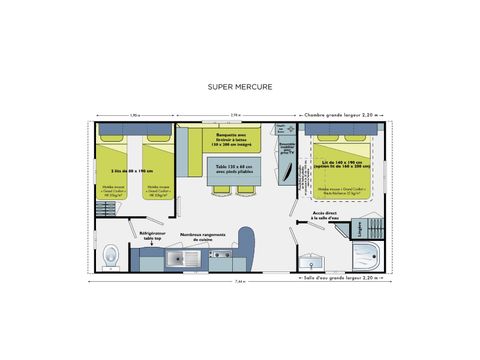 MOBILHOME 4 personas - Super Mercure 27.5m² - 2 habitaciones