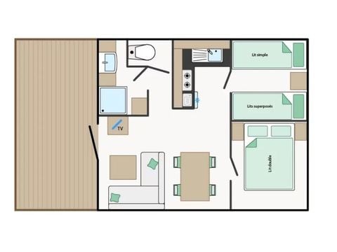 MOBILHOME 5 personnes - Mobile-home FAUVETTE*** 5 personnes