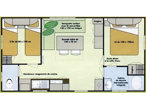 Mobile home 4 persons - Bamboo + air conditioning
