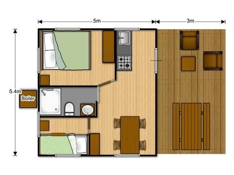 TENTE TOILE ET BOIS 4 personnes - Lodge