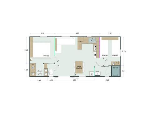 Stacaravan 4 personen - Premium - 32m² - 2 kamers