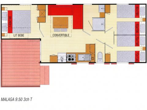 Stacaravan 6 personen - GRAND LARGE - 3 Slaapkamers - TV - PLANCHA