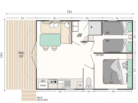 MOBILHOME 4 personas - ROMARIN - 28m² - 2 habitaciones