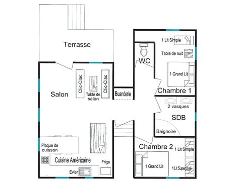 Chalet 9 persons - Chalet LOUISIANE - 65m² - 2 bedrooms