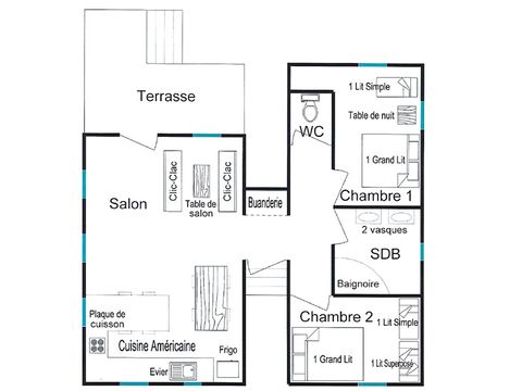 CHALET 9 personas - Chalet LOUISIANE - 65m² - 2 habitaciones