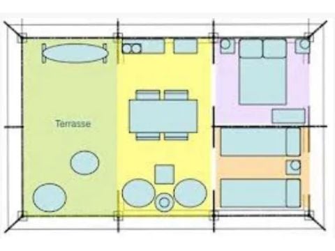 Canvas and wooden tent 5 persons - Nature 3 Rooms Without Sanitary