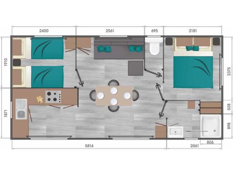 Mobile home 6 persons - Caribbean air-conditioned 2 bedrooms