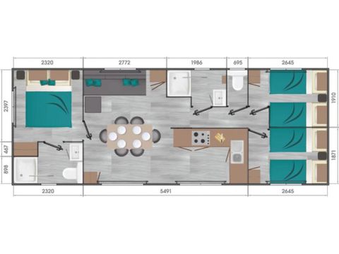 Casa mobile 6 persone - Baltico - 3 camere da letto - 2 bagni