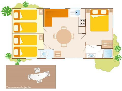 Stacaravan 6 personen - Klassiek | 3 slaapkamers | 6 pers. | Single terras