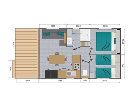 Mobile home 4 persons - Cottage Méditerranée 4p 2ch 1sdb