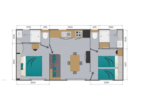 MOBILHOME 6 personnes - Cottage Belvédère 6p 3ch 3sdb Prem1um
