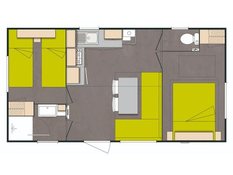 CASA MOBILE 5 persone - Comfort TV 2bed-TV- terrazza coperta- 26m² | COMFORT