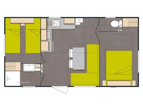 Stacaravan 5 personen - Comfort - TV 2bed-TV-overdekt terras- 26m²