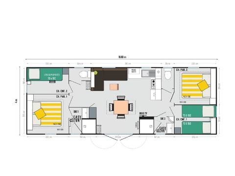 Mobilheim 8 Personen - Cottage Privilege 4Ch 8pers