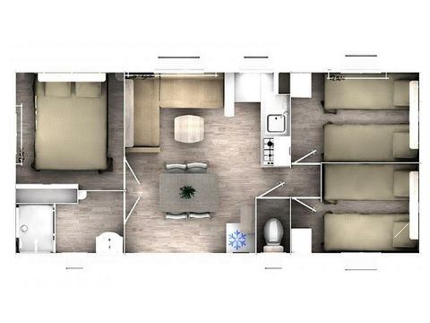 Mobile home 7 persons - COMFORT - 3 bedrooms with air conditioning + TV
