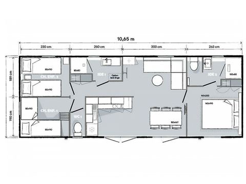 Mobile home 7 persons - PREMIUM - 3 bedrooms with air conditioning +TV+ Gas hob + 2 bathrooms