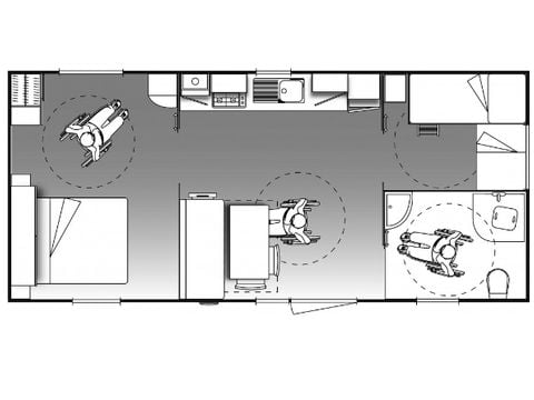 Mobilheim 6 personen - CONFORT geeignet für Personen mit eingeschränkter Mobilität - 2 Zimmer mit Klimaanlage + TV