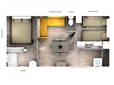 Mobile home 4 persons - CLASSIQUE - 2 bedrooms with air conditioning