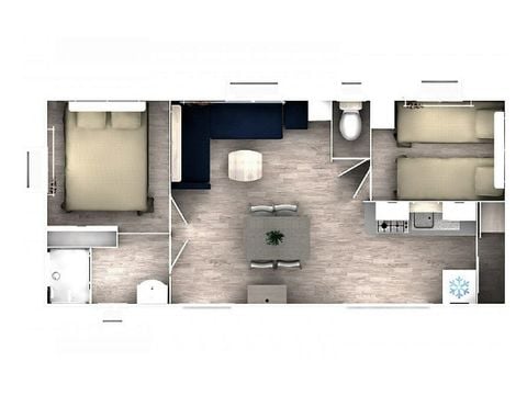 MOBILHOME 5 personas - COMODIDAD - 2 dormitorios con aire acondicionado + TV