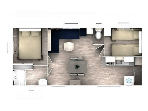 Mobile home 5 persons - COMFORT - 2 bedrooms with air conditioning + TV
