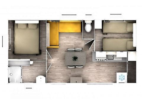 Mobile home 4 persons - CLASSIQUE - 2 bedrooms with air conditioning