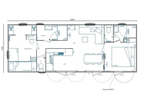 Mobilheim 4 Personen - Cottage Du Lac PREMIUM++ 2 Zimmer - PLAN D'EAU ANSICHT 5 Pers.