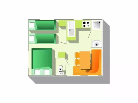 Mobilheim 4 Personen - Mobilheim STANDARD 3 Zimmer 4 Personen + TV