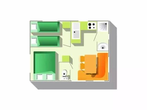 Stacaravan 4 personen - Stacaravan STANDAARD 3 Kamers 4 Personen + TV